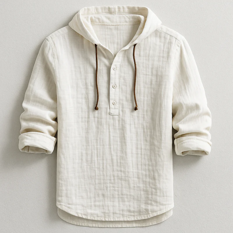 Veyra Paris™ | ADRIAN – Chemise en lin à capuche au style méditerranéen