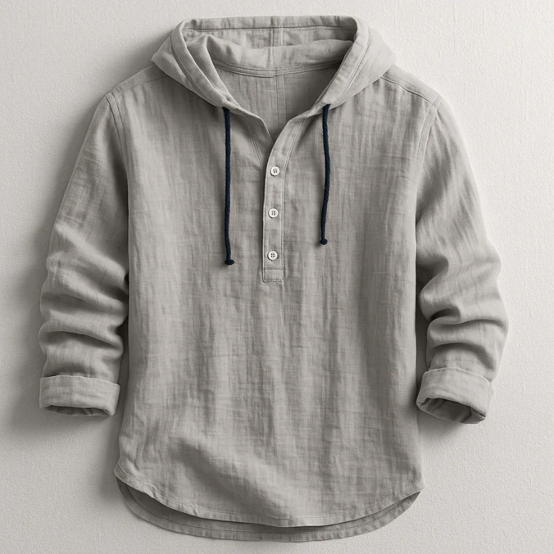 Veyra Paris™ | ADRIAN – Chemise en lin à capuche au style méditerranéen