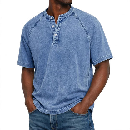 Old Cotton Henley Collar Short Sleeves