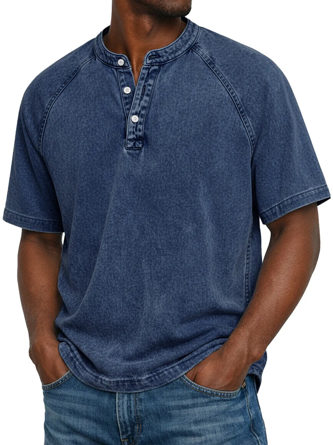 Old Cotton Henley Collar Short Sleeves